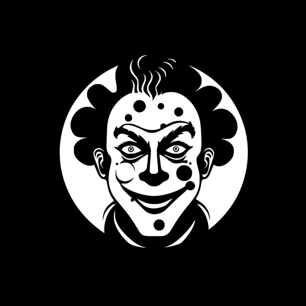 clown - zwart en wit geïsoleerd icoon - vector illustratie