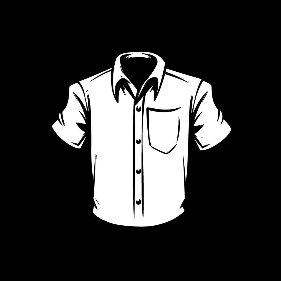 overhemd - zwart en wit geïsoleerd icoon - vector illustratie