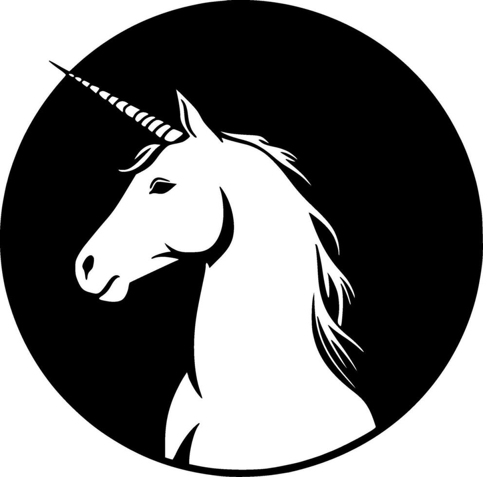 eenhoorn - zwart en wit geïsoleerd icoon - vector illustratie