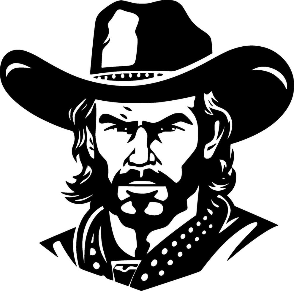 cowboy, zwart en wit vector illustratie