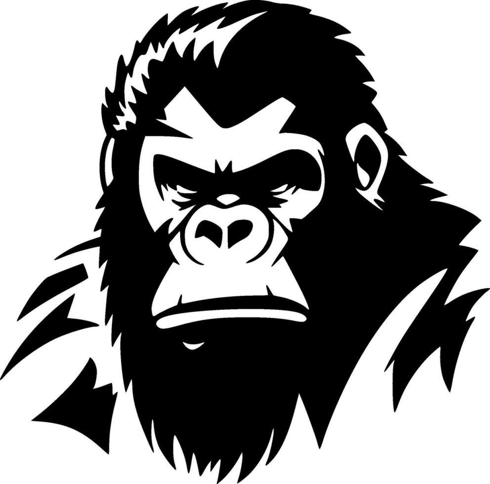 gorilla - zwart en wit geïsoleerd icoon - vector illustratie