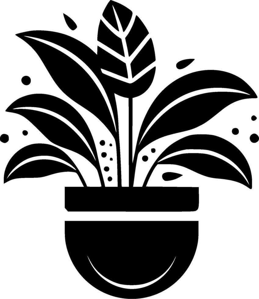 planten - zwart en wit geïsoleerd icoon - vector illustratie