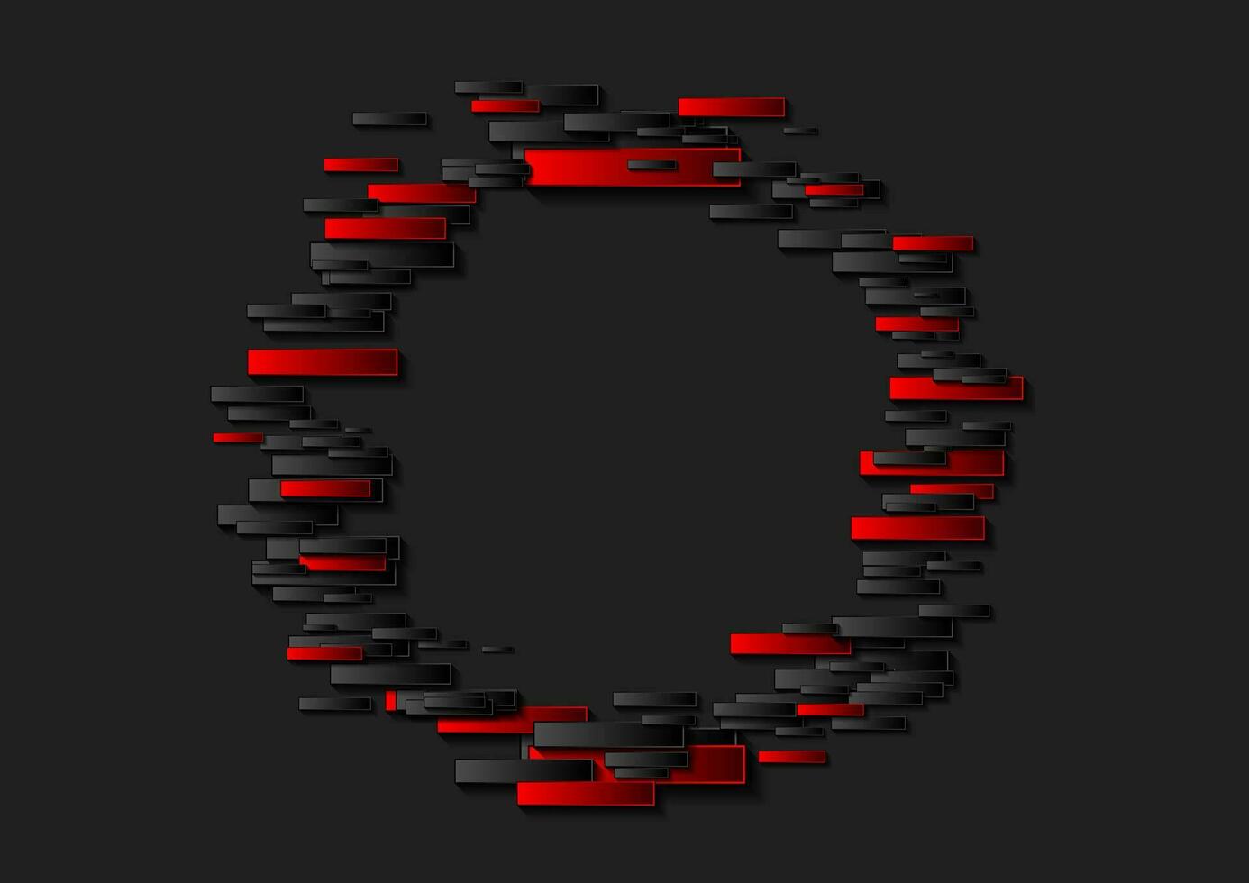 abstract zwart rood cirkel gemaakt van rechthoeken vector achtergrond