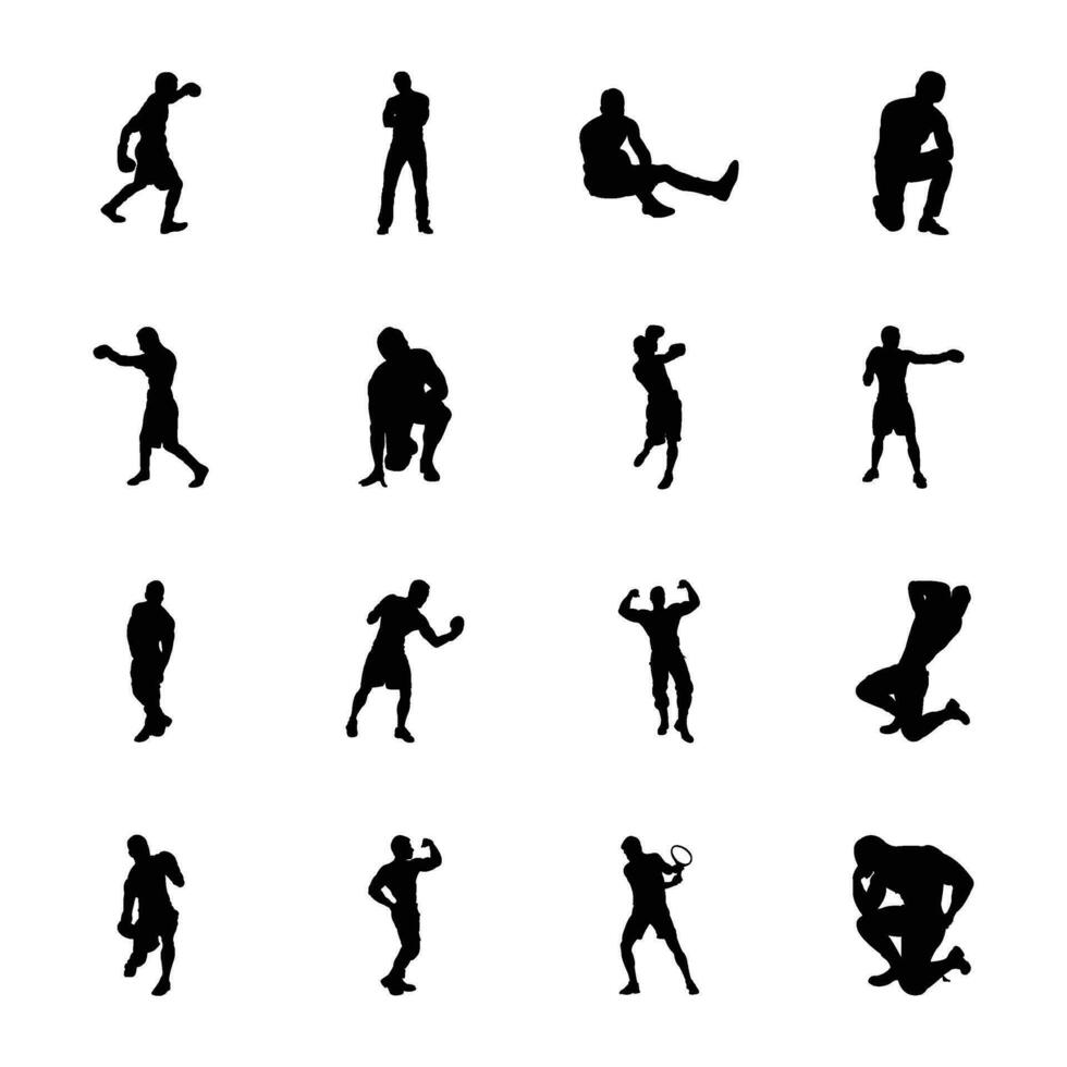 pak van sport- en spellen silhouetten pictogrammen vector