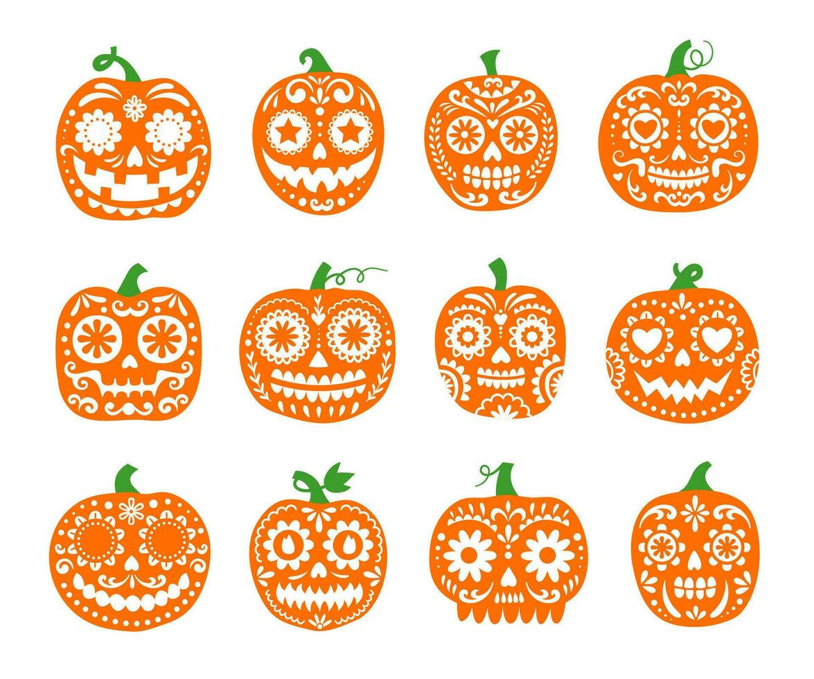 halloween of dag van de dood Mexicaans pompoenen vector