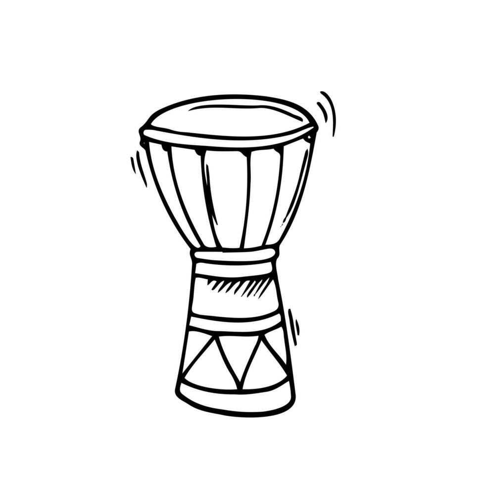 tekening Afrikaanse djembe illustratie in vector. hand- getrokken Afrikaanse djembe icoon in vector