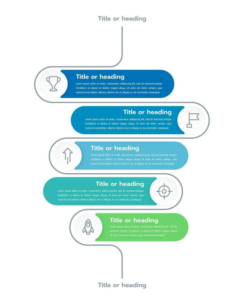 verticaal infographic tijdlijn 5 processen naar succes. mijlpaal, stappenplan, tijdlijn. vector illustratie.