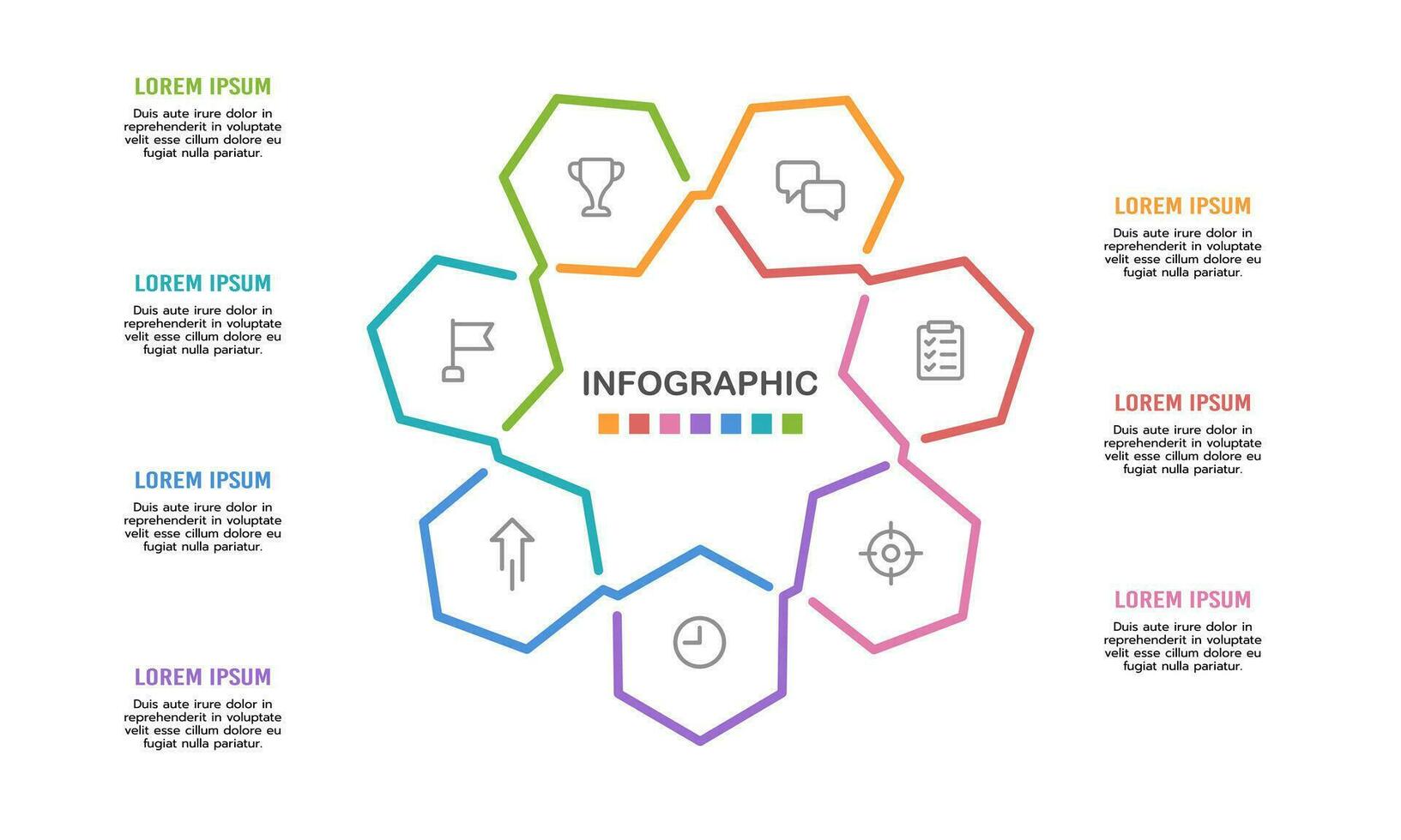 7-puntig ster infographic werkwijze naar succes. vector illustratie.