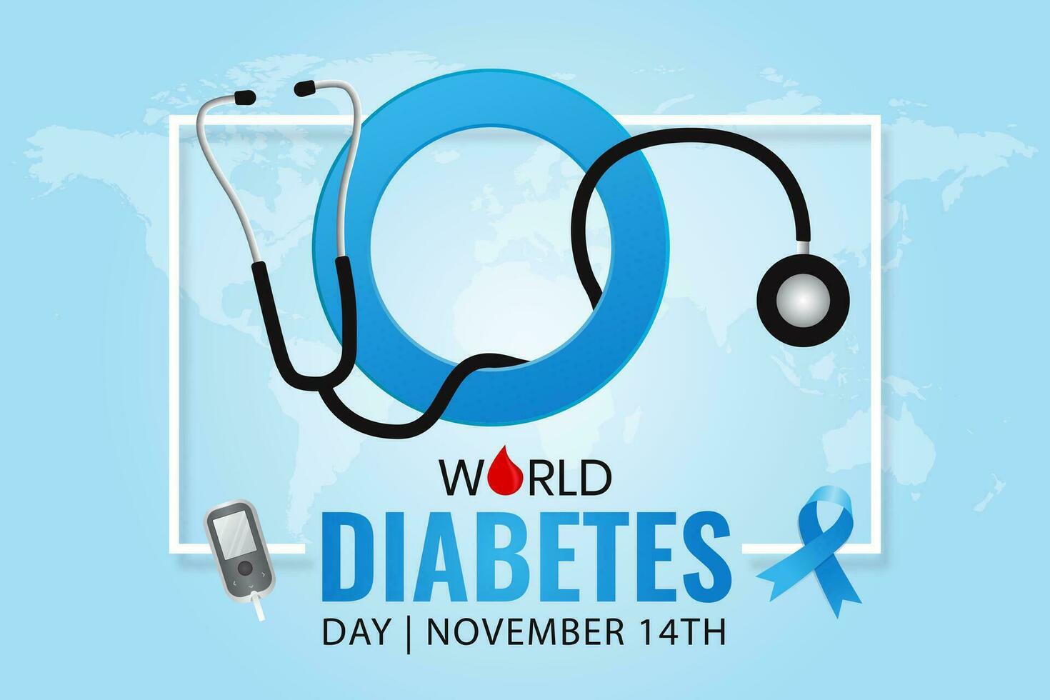 wereld diabetes dag november 14e banier met diabetes icoon illustratie vector