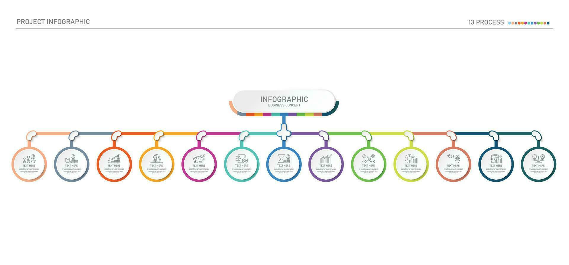 infographic werkwijze ontwerp met pictogrammen en 13 opties of stappen. vector