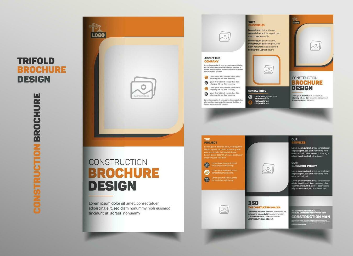 bouw creatief drievoud brochure sjabloon ontwerp vector