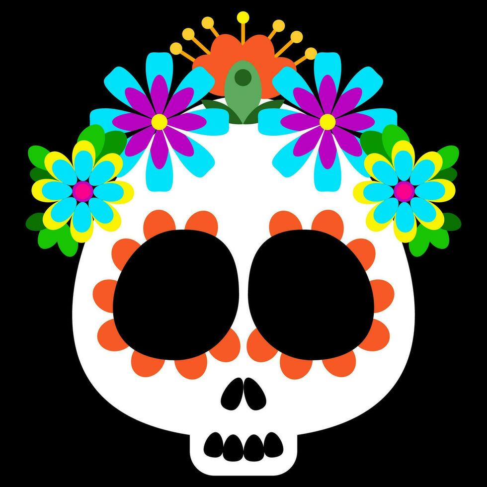 suiker schedel met helder Mexicaans bloemen vector
