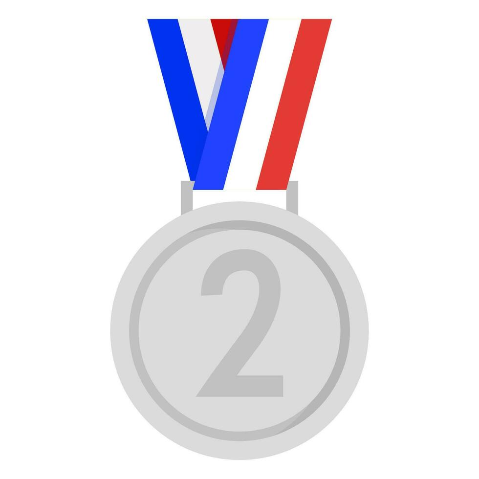 zilver medaille voor tweede plaats met een lint in de kleuren van de Frans vlag vector