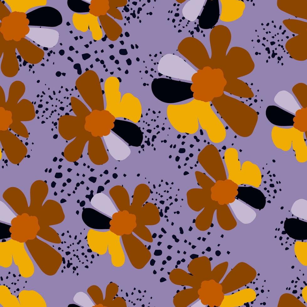 wijnoogst bloemen naadloos patroon. retro groovy bloemen achtergrond. abstract gestileerde botanisch behang. vector
