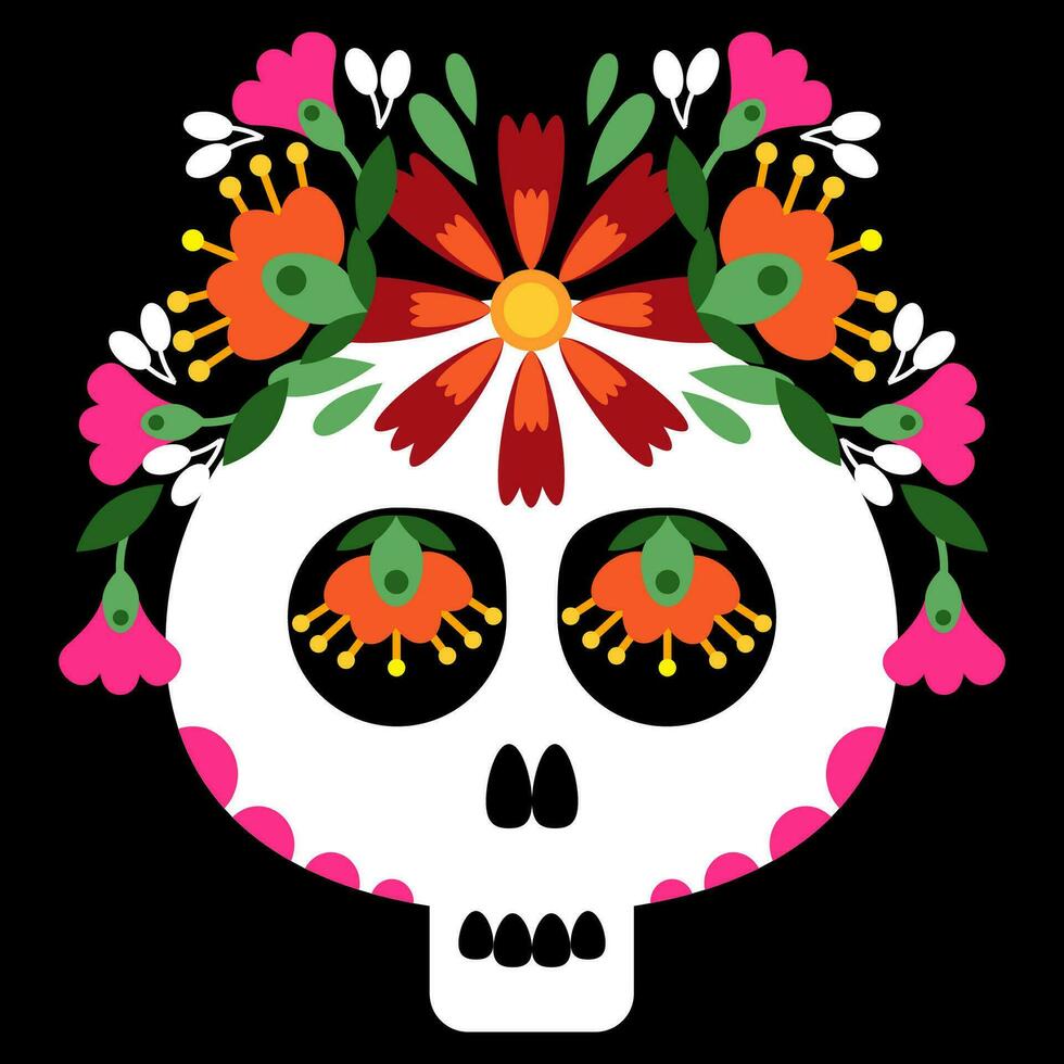 Mexicaans suiker schedel met kleurrijk bloemen vector