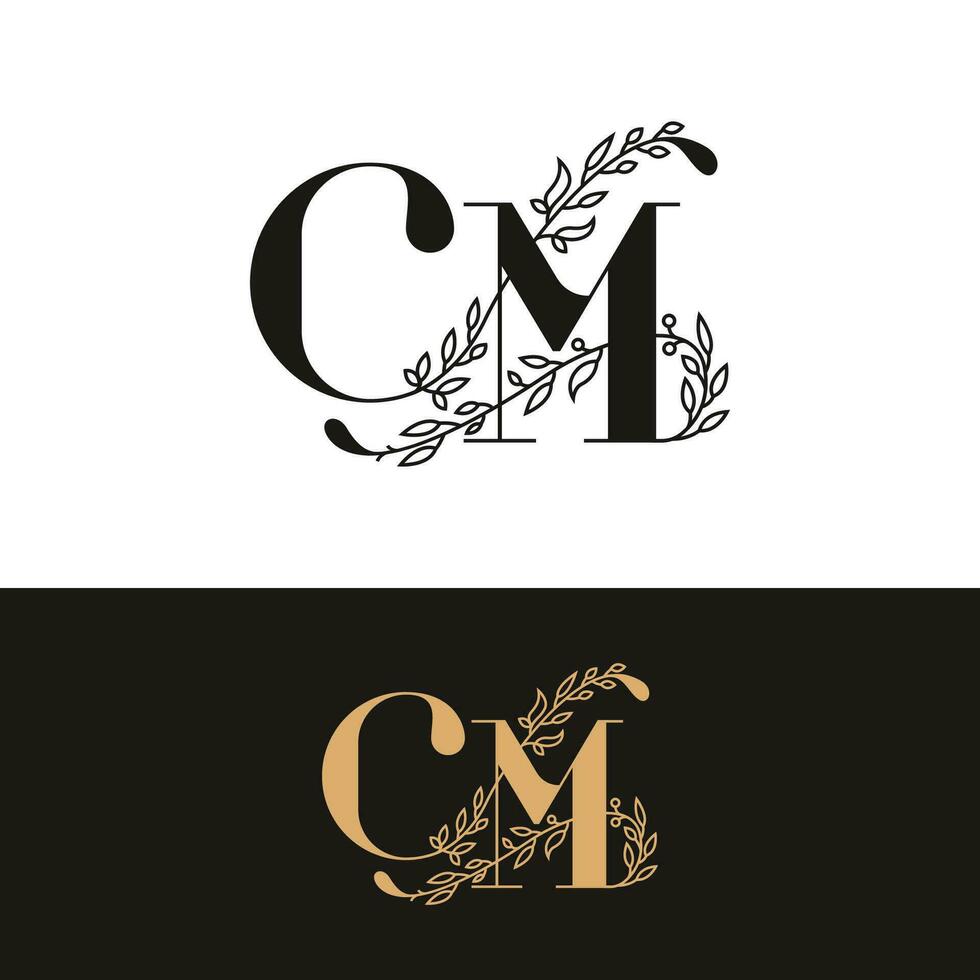 hand getekend bruiloft monogram cm logo vector