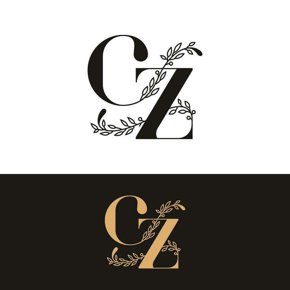 hand getekend bruiloft monogram cz logo vector