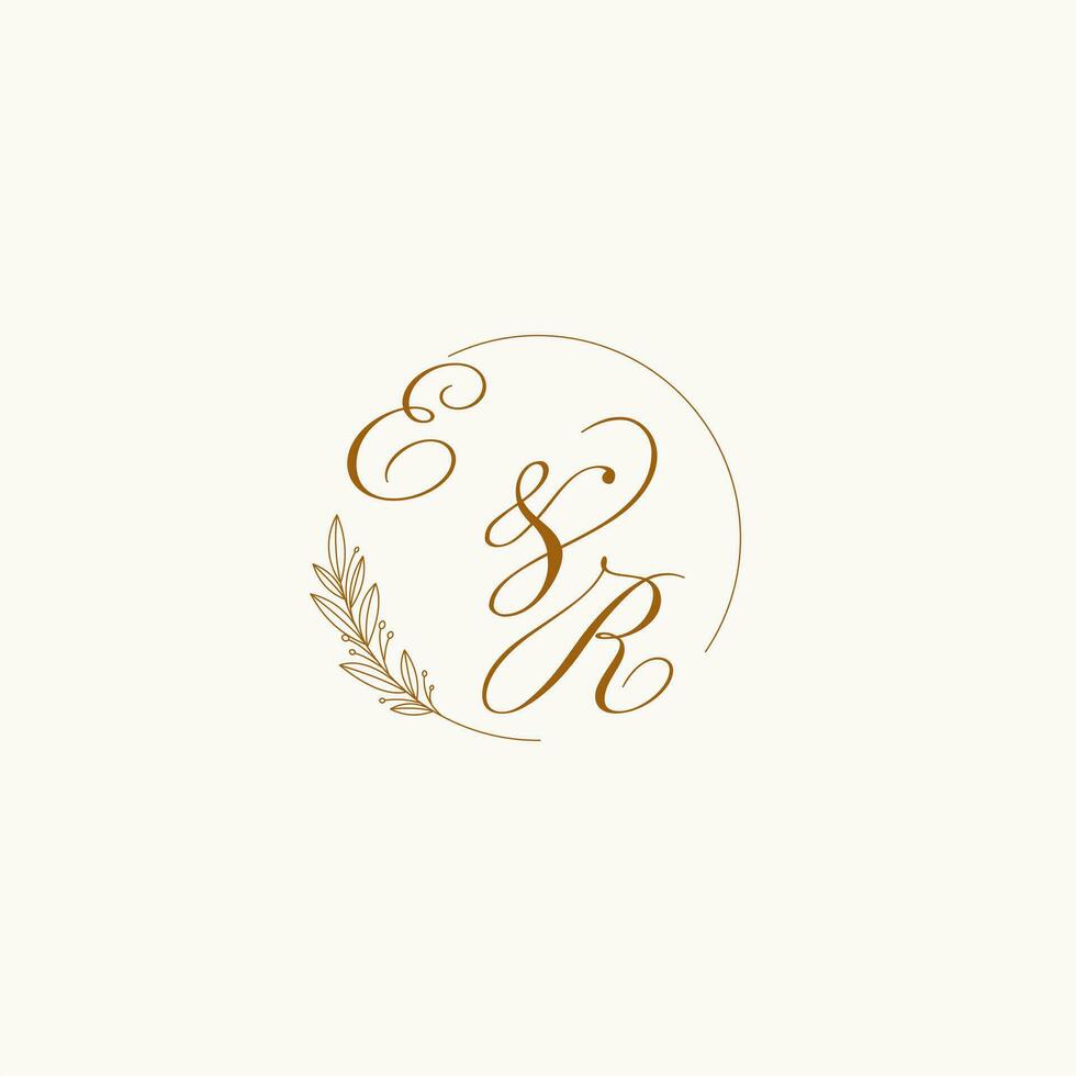 initialen eh bruiloft monogram logo met bladeren en elegant circulaire lijnen vector