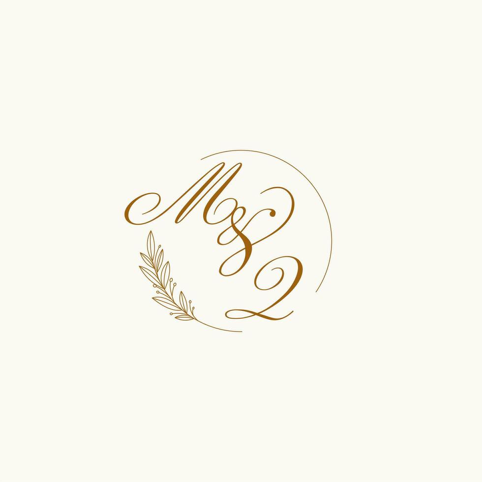 initialen mq bruiloft monogram logo met bladeren en elegant circulaire lijnen vector