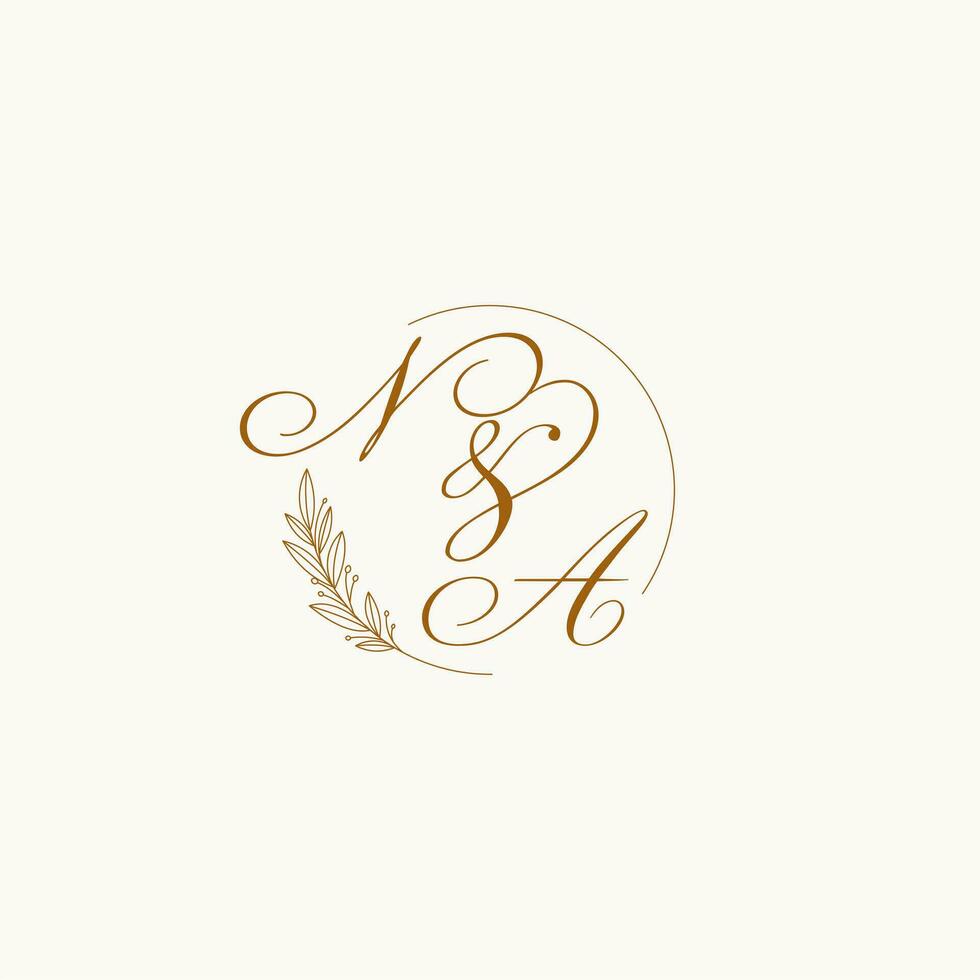 initialen na bruiloft monogram logo met bladeren en elegant circulaire lijnen vector