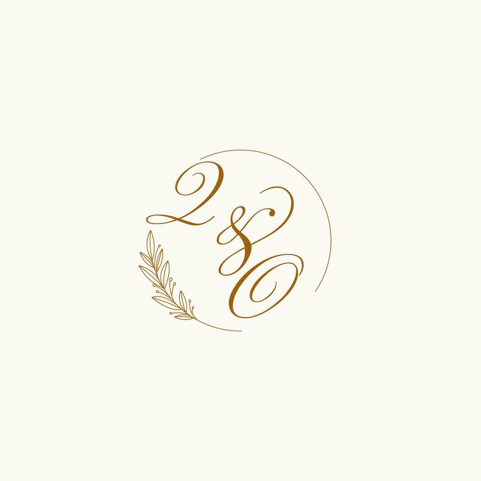 initialen qo bruiloft monogram logo met bladeren en elegant circulaire lijnen vector