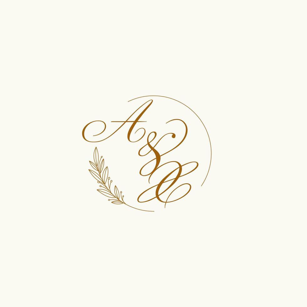 initialen bijl bruiloft monogram logo met bladeren en elegant circulaire lijnen vector