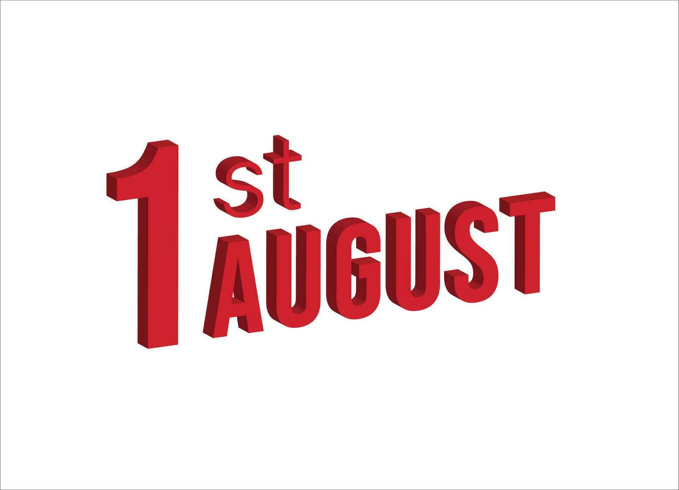 1e augustus , 1e van de juli, dagelijks kalender tijd en datum schema symbool. modern ontwerp, 3d weergave. wit achtergrond. eerste van de maand vector