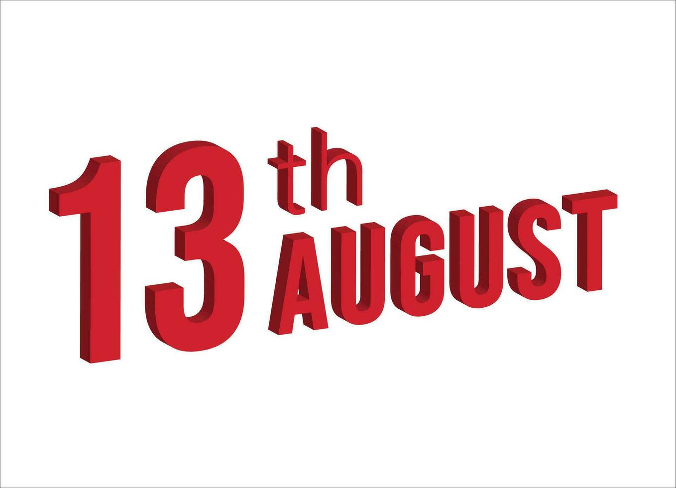 13e augustus , dagelijks kalender tijd en datum schema symbool. modern ontwerp, 3d weergave. wit achtergrond. vector