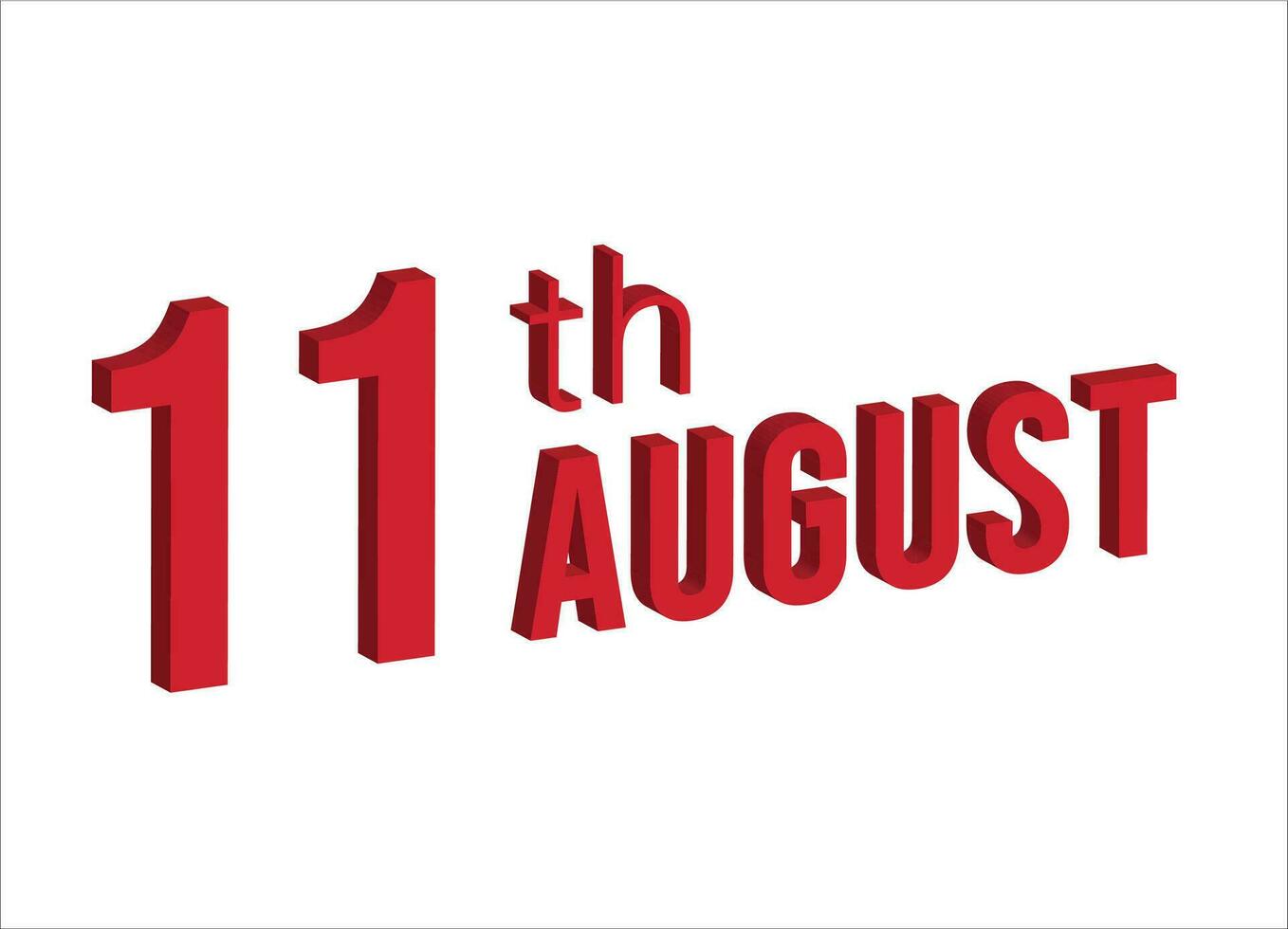 11e augustus , dagelijks kalender tijd en datum schema symbool. modern ontwerp, 3d weergave. wit achtergrond. vector