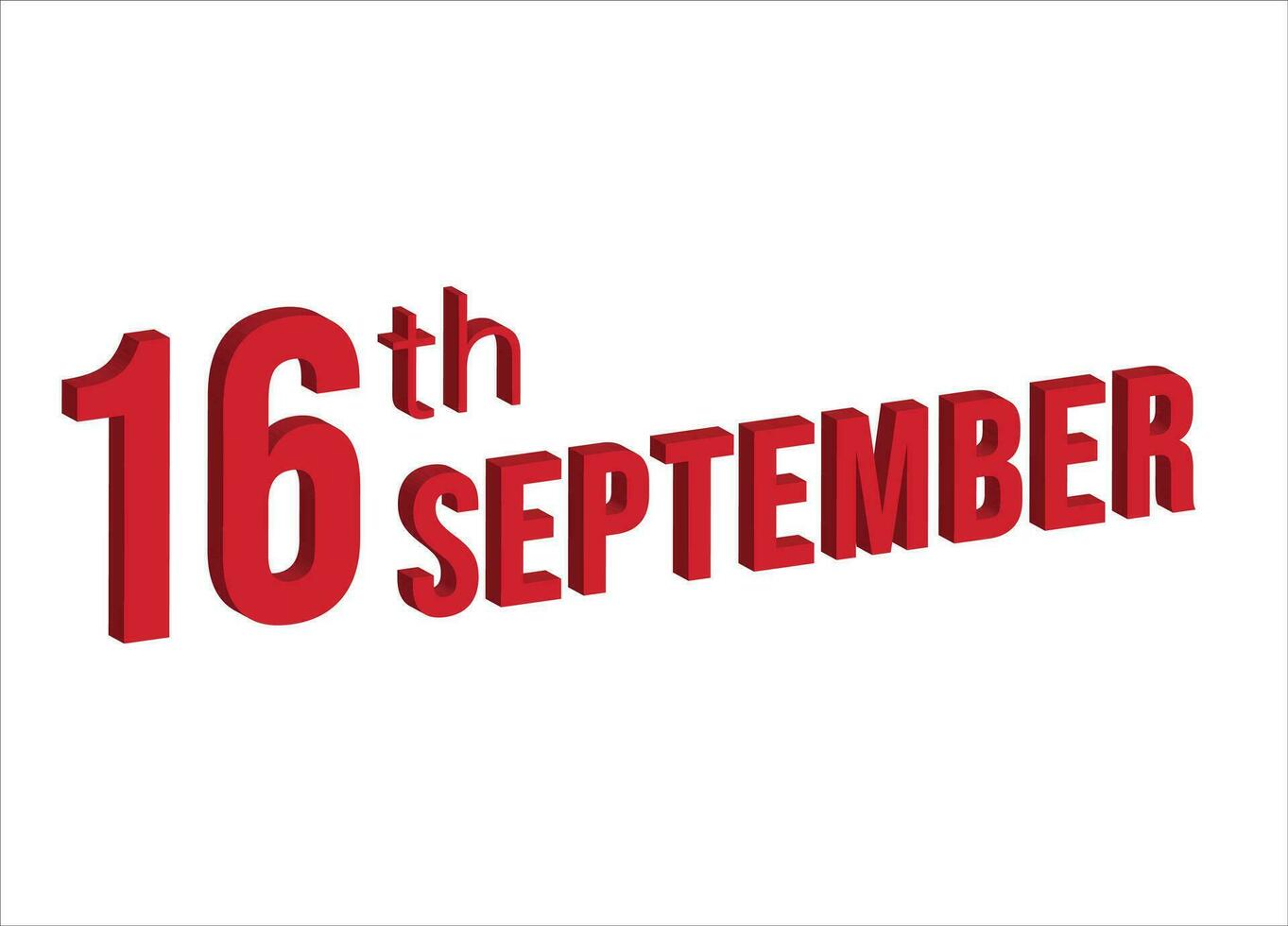 16e september , dagelijks kalender tijd en datum schema symbool. modern ontwerp, 3d weergave. wit achtergrond. vector