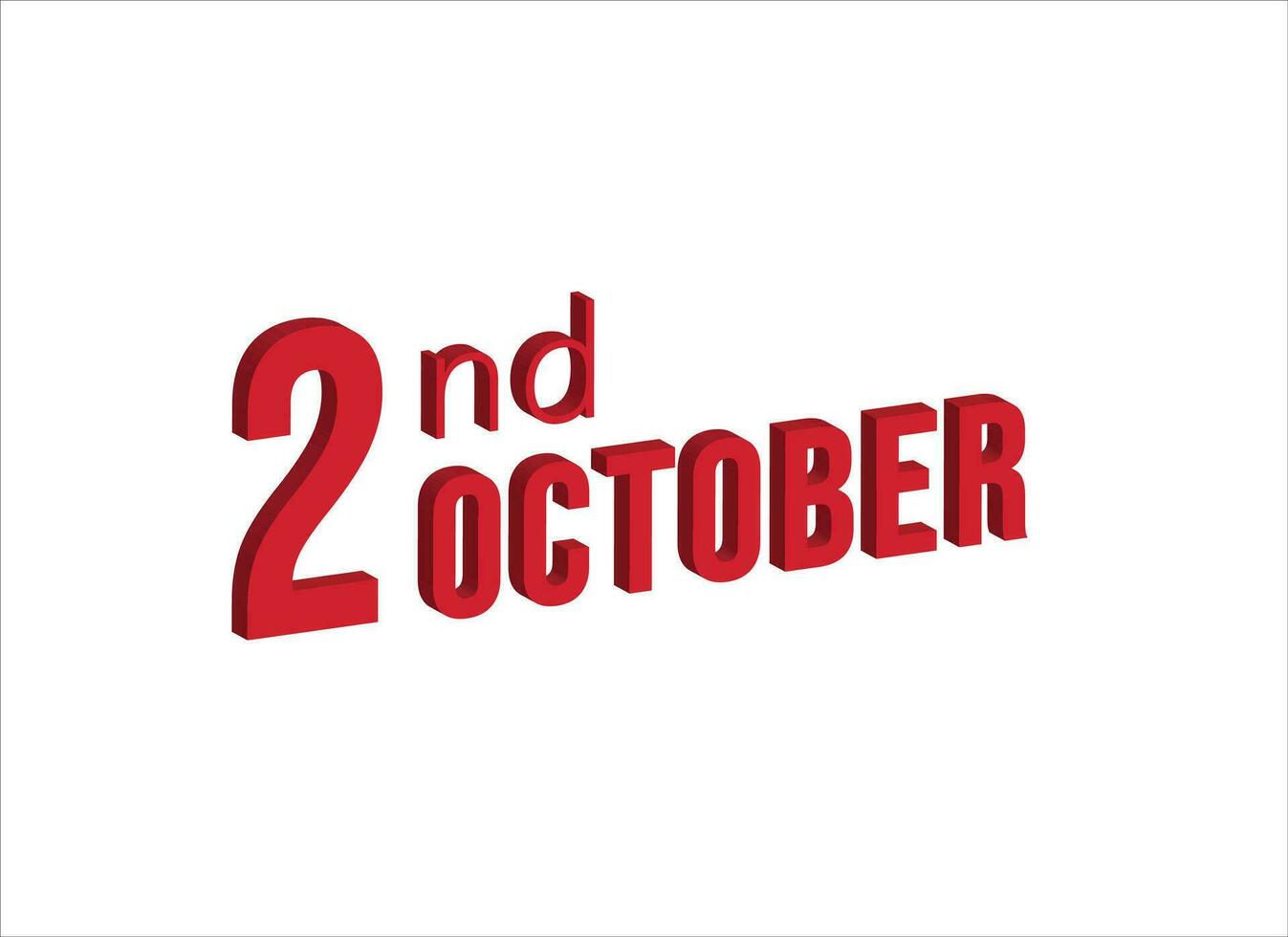 2e oktober , dagelijks kalender tijd en datum schema symbool. modern ontwerp, 3d weergave. wit achtergrond. vector