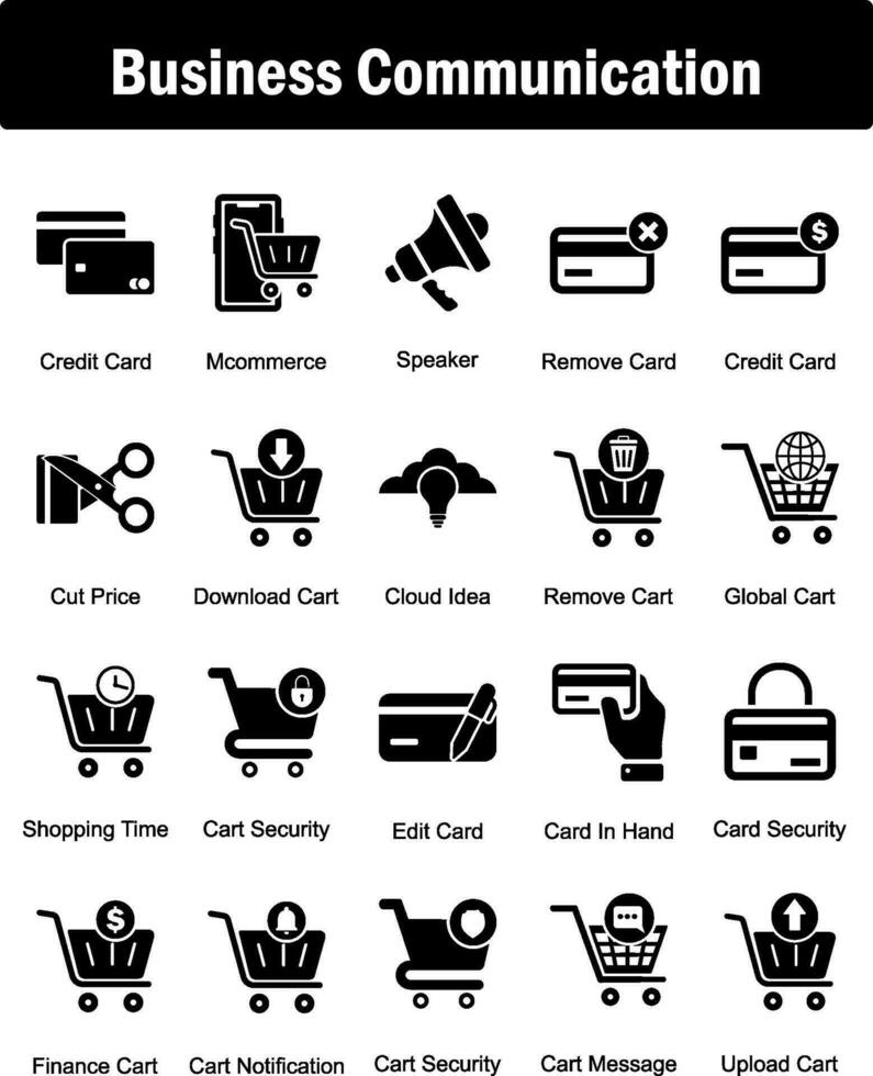 een reeks van 20 bedrijf pictogrammen net zo credit kaart, m-commerce, spreker vector
