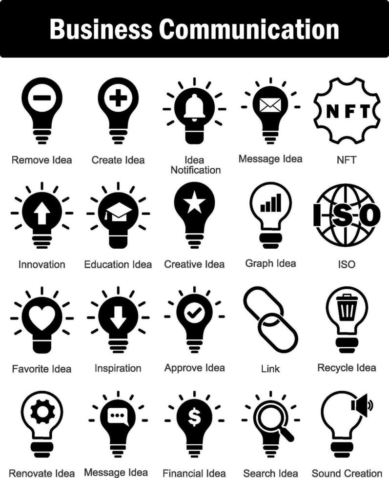 een reeks van 20 bedrijf pictogrammen net zo verwijderen idee, creëren idee, idee kennisgeving vector