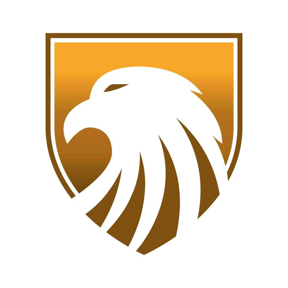adelaar hoofd met goud schild in embleem logo vector