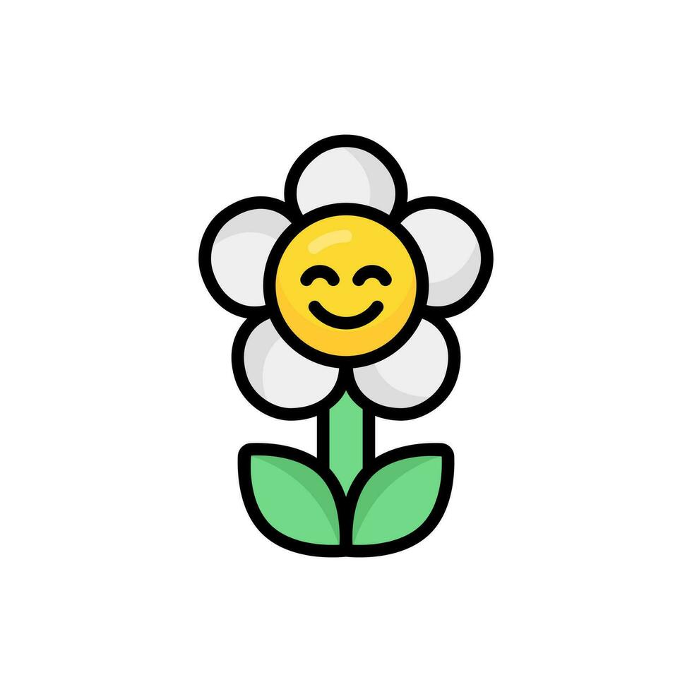 schattig glimlachen bloem tekenfilm vector icoon illustratie. bloem icoon concept geïsoleerd premie vector. vlak tekenfilm stijl