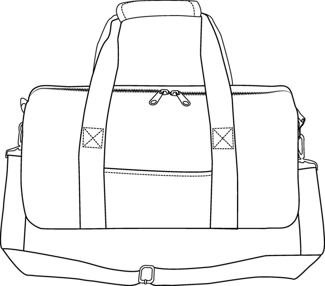 reistas tas, vector illustratie, zak schets sjabloon, mode flats schetsen, rits duffel reizen sport- uitrusting tas, vector klem kunst sjabloon.14