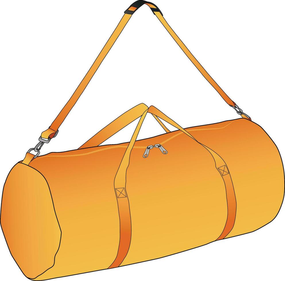 reistas zak met rits en verstelbaar schouder band, Sportschool zak voor apparatuur, sport- versnelling, scuba en reizen tas, reistas tas, vector illustratie.