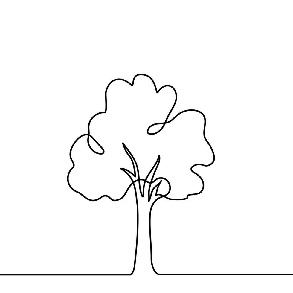 boom fabriek tekening schets vector Woud omgeving. doorlopend een lijn boom fabriek voor ecologisch, natuur, tuin logo ontwerp. ecologie groen concept, achtergrond. vector illustratie