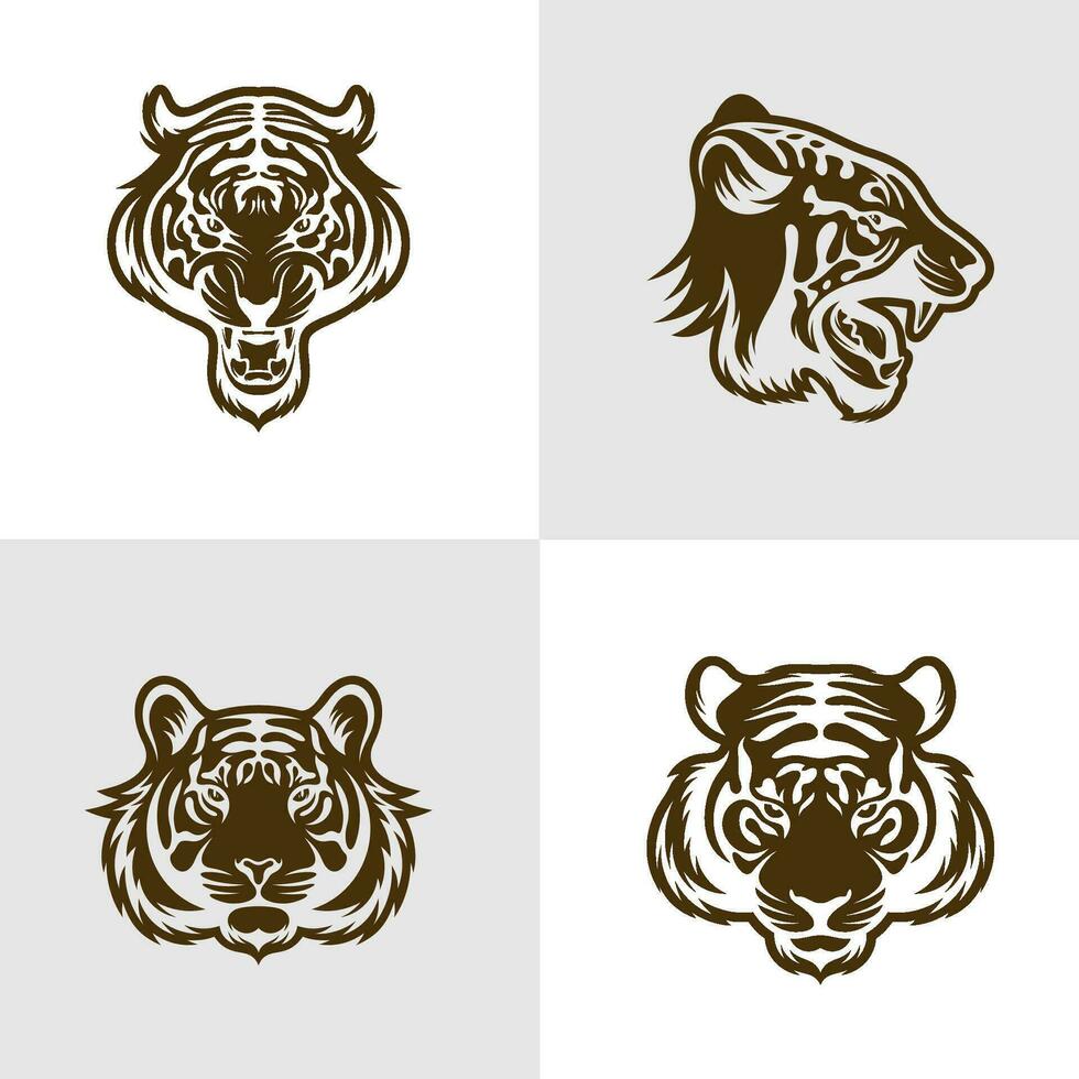 reeks van hoofd tijger vector illustratie ontwerp. hoofd tijger logo ontwerp sjabloon.