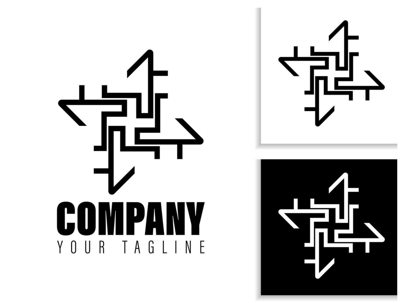 gemakkelijk meetkundig logo ontwerp in zwart en wit vector
