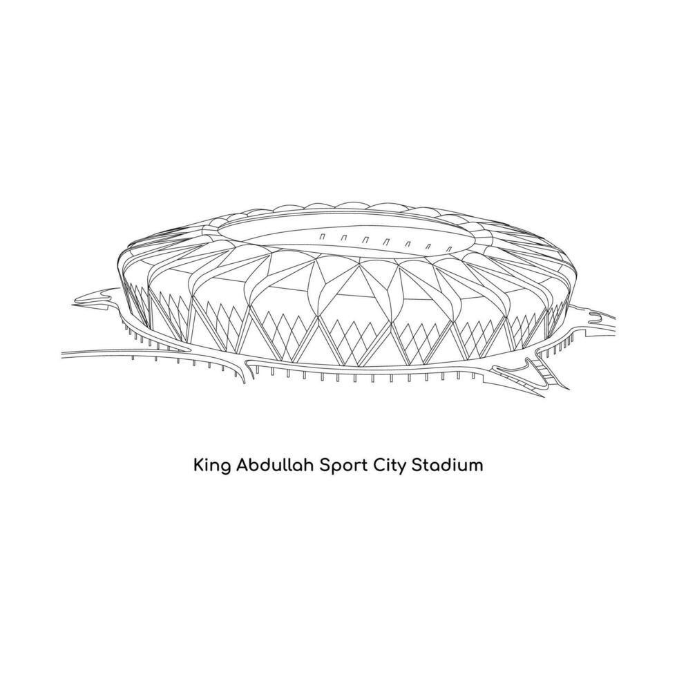 lijn kunst ontwerp van saudi Arabië Internationale stadion, koning abdullah sport- stad stadion vector