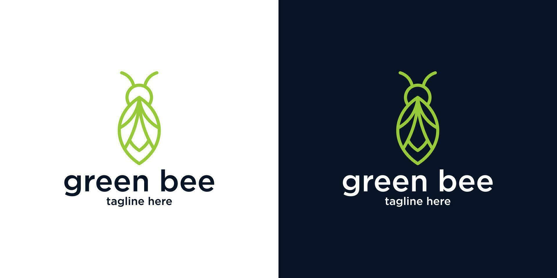 de logo ontwerp is een combinatie van bladeren en bijen welke is gebeld lijn stijl vector