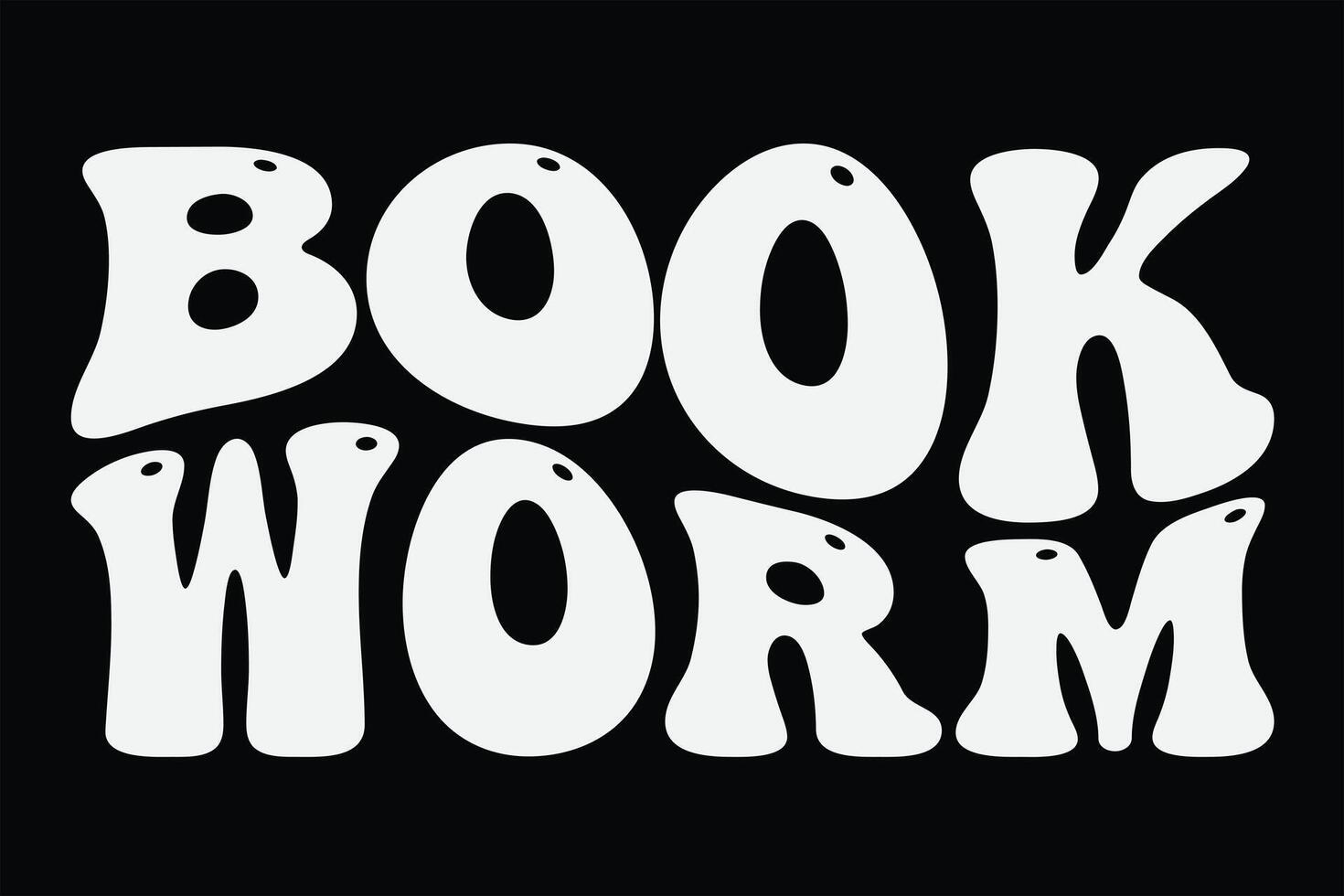 boek worm grappig groovy golvend t-shirt ontwerp vector