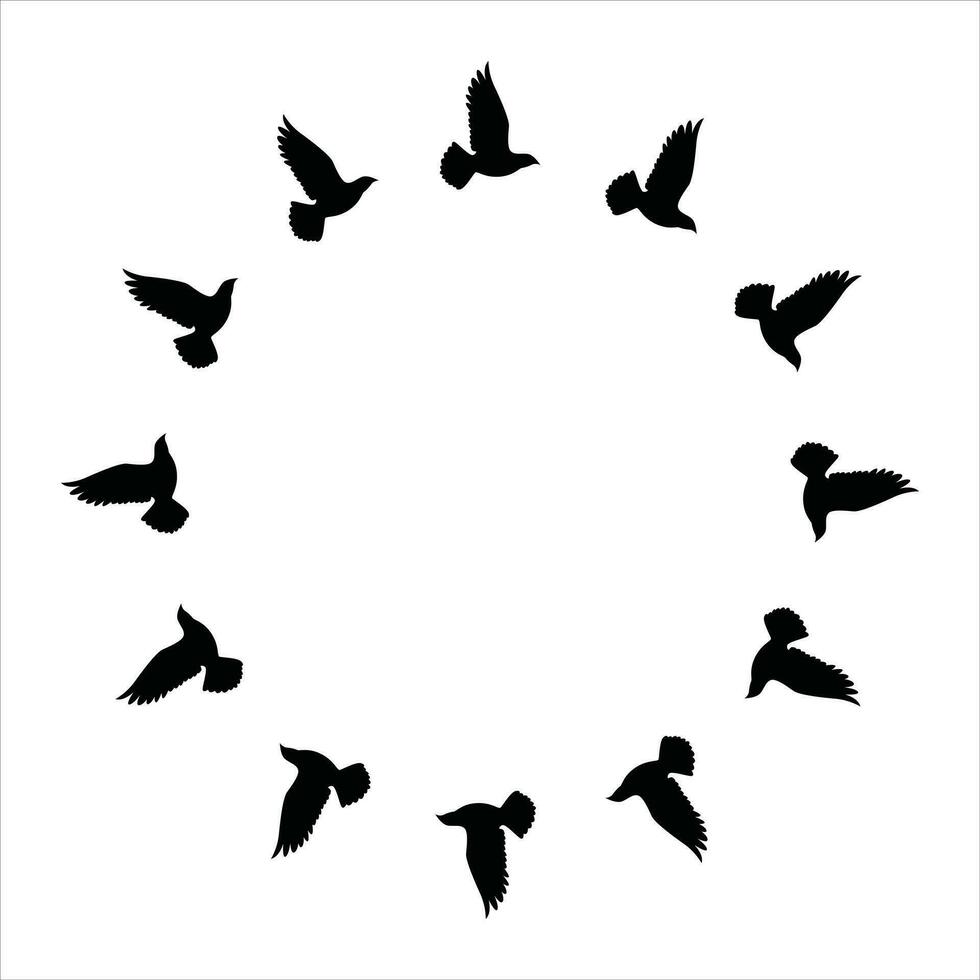 vliegende vogels silhouetten patroon behang. vector illustratie. geïsoleerde vogel vliegen. tattoo ontwerp. sjabloon voor kaart, pakket en behang.