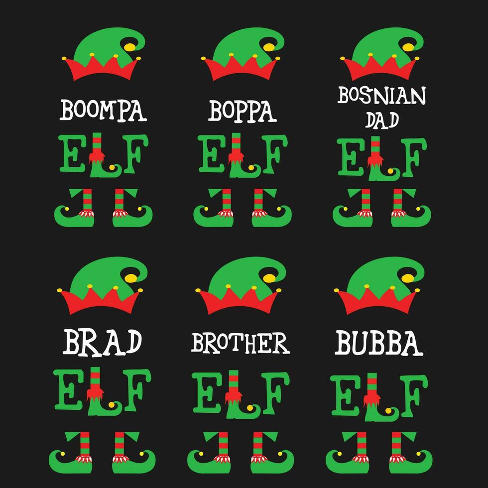 bubba elf grappig familie Kerstmis partij elf geschenk t-shirt vector