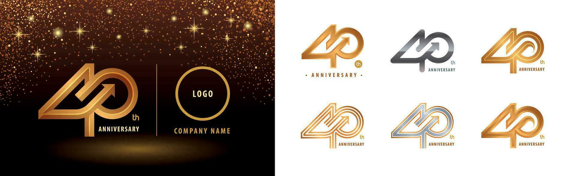 reeks van 40e verjaardag logotype ontwerp, veertig jaren verjaardag viering vector