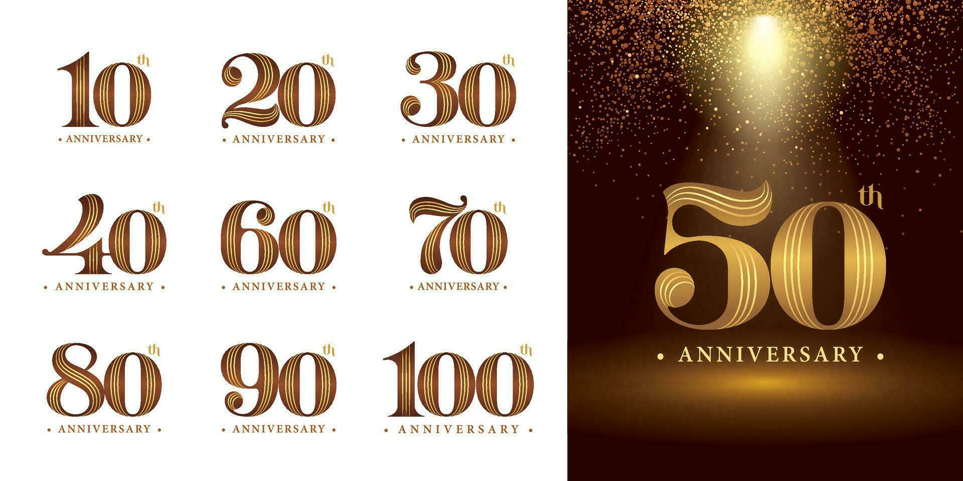 reeks van verjaardag logotype ontwerp, elegant klassiek logo, wijnoogst en retro serif aantal brieven vector