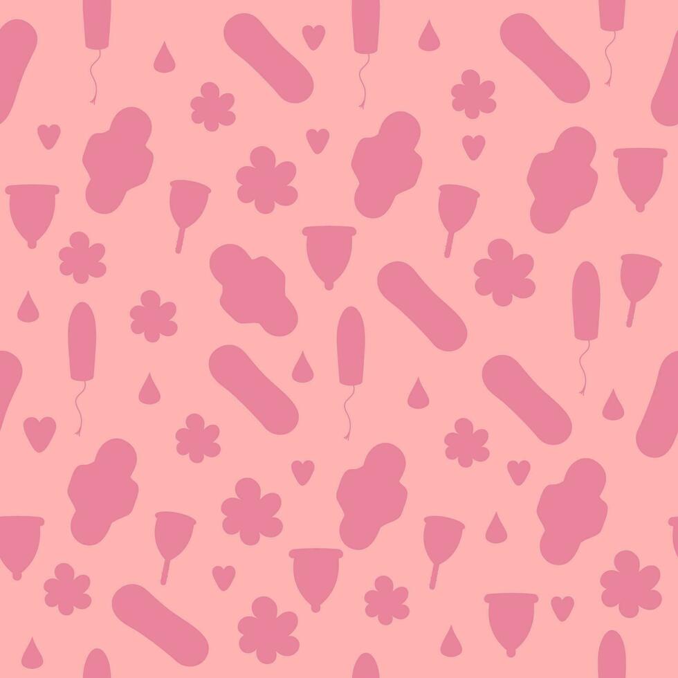 naadloos patroon roze silhouet menstruatie periode vrouw vrouw kussen, tampon, menstruatie- kop vector