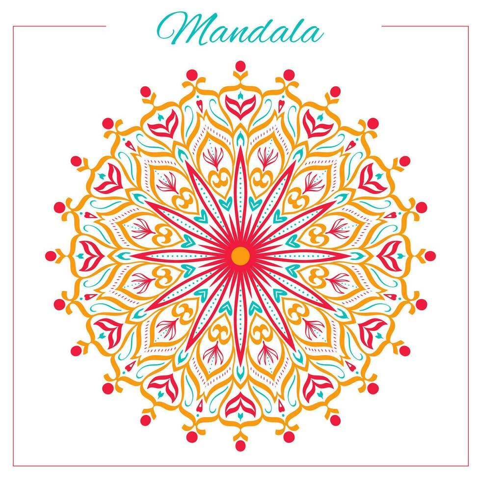 kleurrijk mandala. helder geel oosters circulaire ornament met Indisch, Arabisch, Turks motieven. geïsoleerd, vector, bewerkbaar. vector