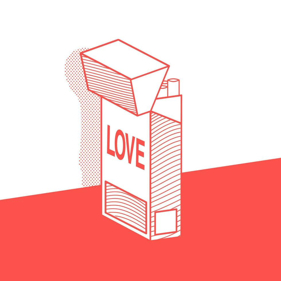 de pak van sigaretten met opschrift liefde. vector illustraties.